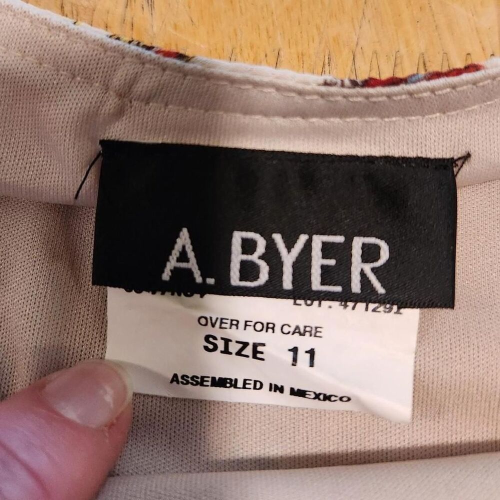Vintage Y2k A.Byer tan and red floral print dainty flouncy flowy mini skirt - Picture 4 of 4